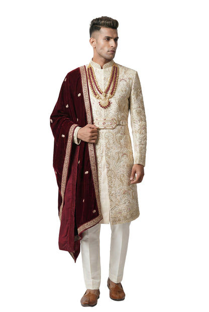 Ivory Hand-Embroidered Sherwani