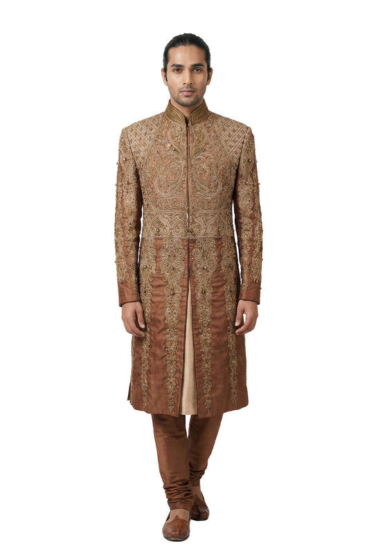 Copper Hand-Embroidered Sherwani