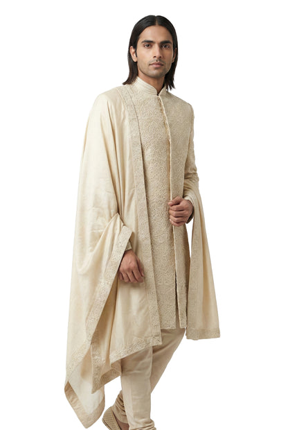 Ivory Hand-Embroidered Sherwani
