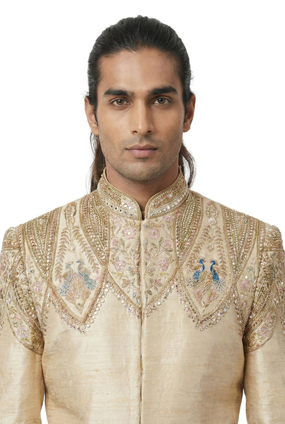 Heritage Narrative Hand-Embroidered Anarkali Sherwani