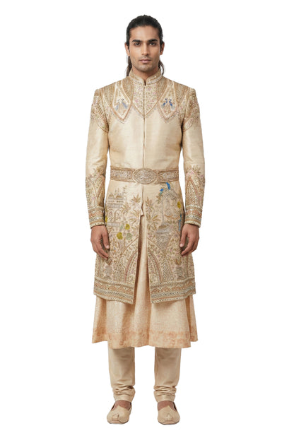 Heritage Narrative Hand-Embroidered Anarkali Sherwani