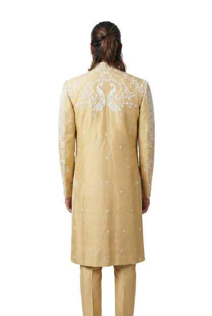 Gold Hand-Embroidered Sherwani