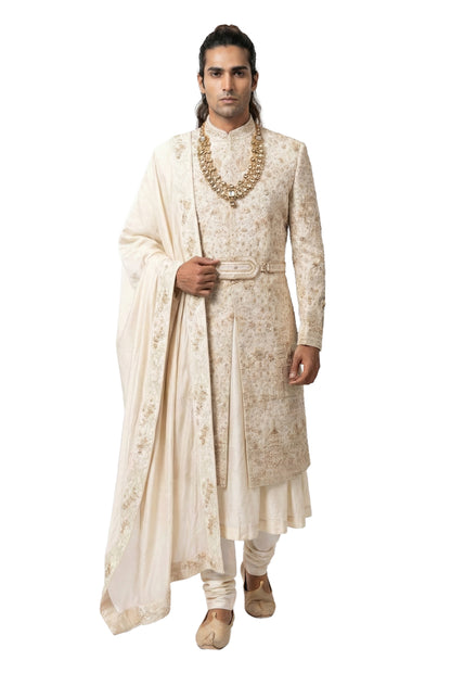 Ivory Embroidered Sherwani