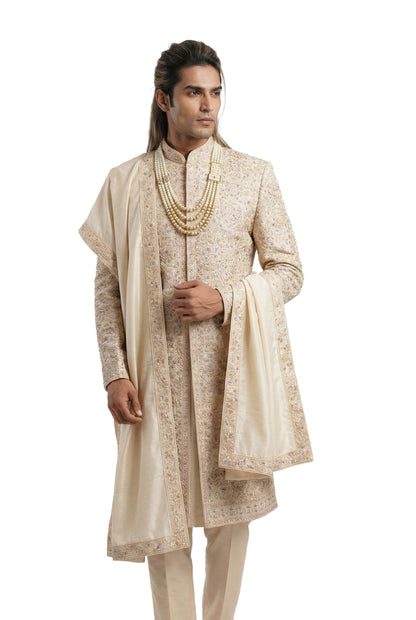 Ivory Pastel Embroidered Sherwani