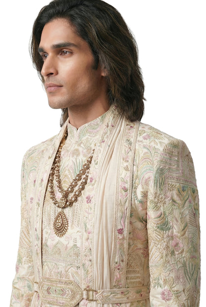 Ivory Hand-Embroidered Sherwani