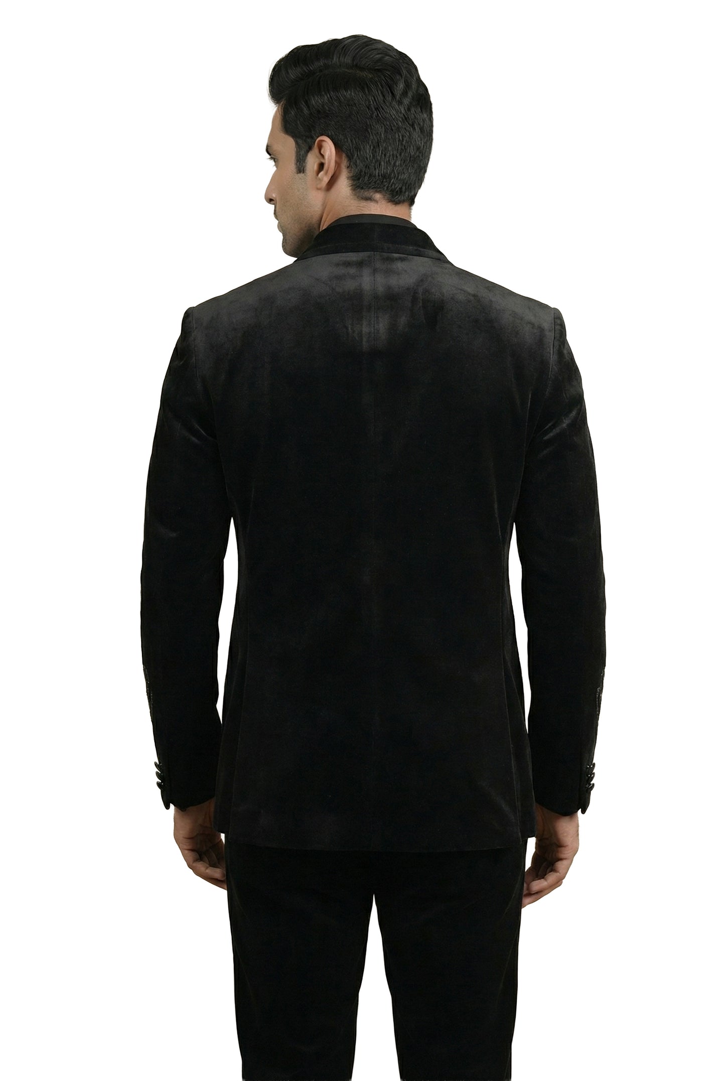 Black Embroidered Tuxedo Set