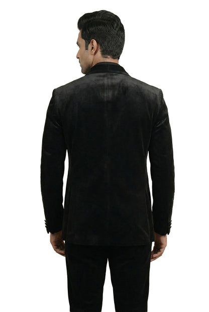 Black Embroidered Tuxedo Set