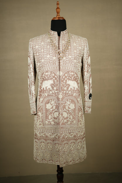 Pink Hand-Embroidered Sherwani