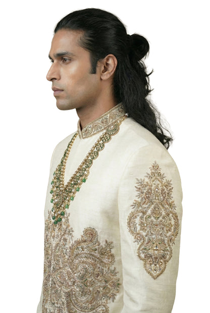 Ivory Embroidered Sherwani