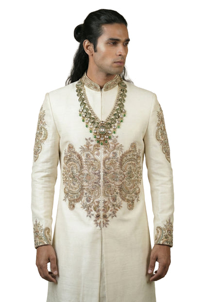 Ivory Embroidered Sherwani