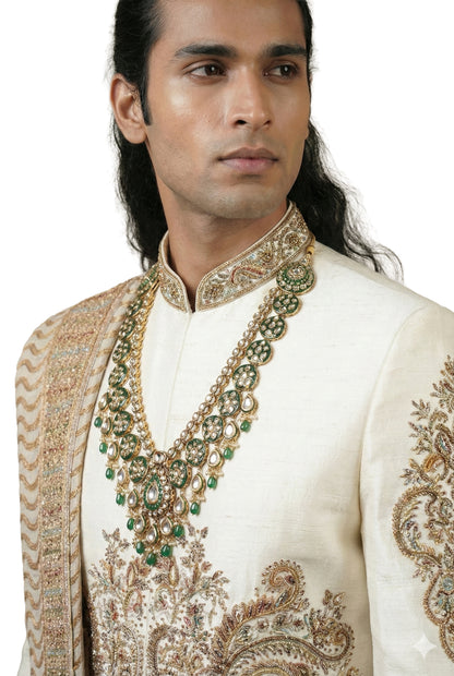 Ivory Embroidered Sherwani