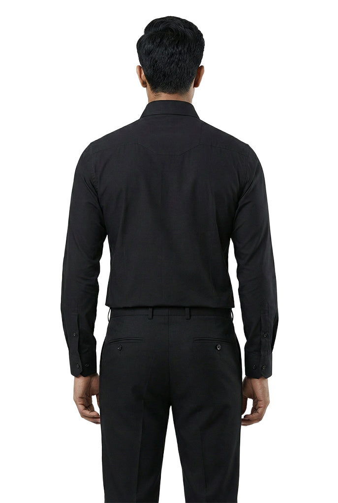 Black Embellished Bird Motif Shirt