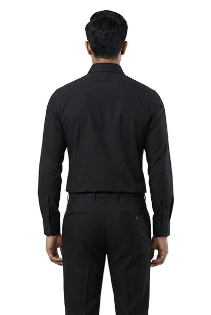 Black Embellished Bird Motif Shirt