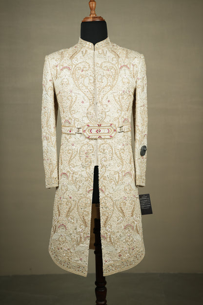 Ivory Hand-Embroidered Sherwani