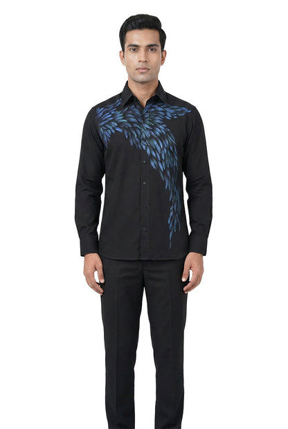 Black Hand-Painted Motif Shirt
