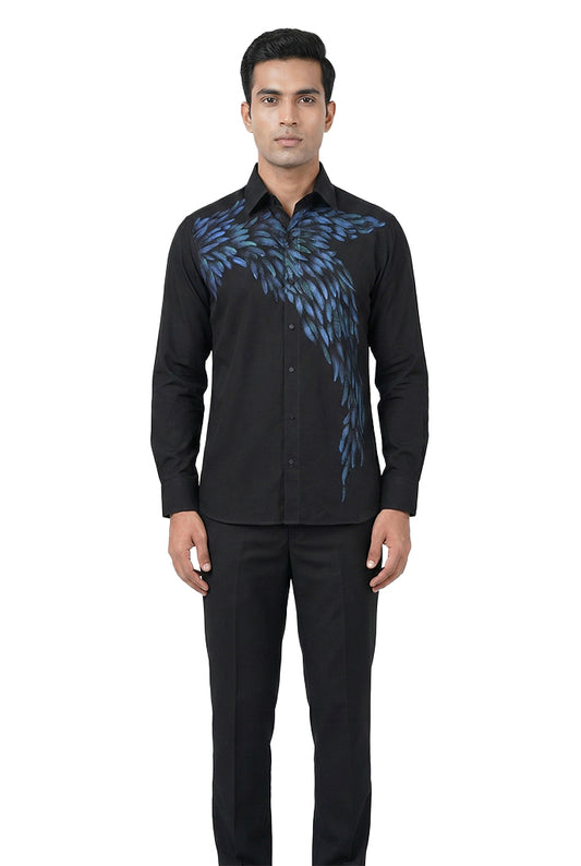 Black Hand-Painted Motif Shirt
