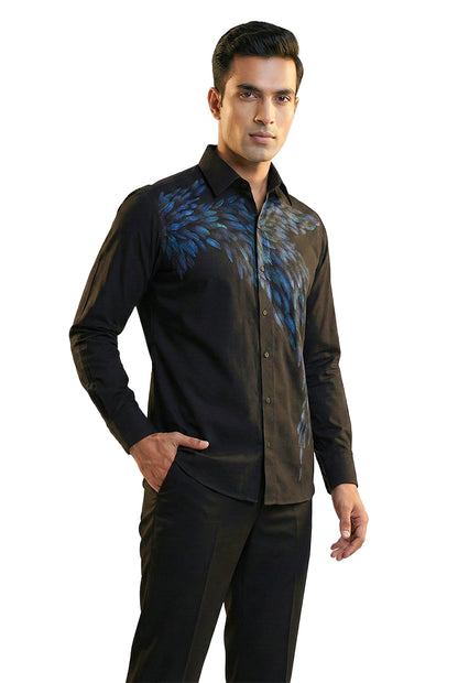 Black Hand-Painted Motif Shirt