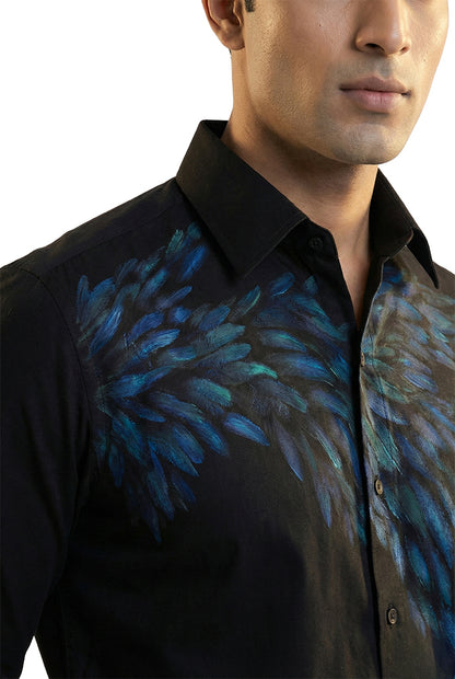 Black Hand-Painted Motif Shirt