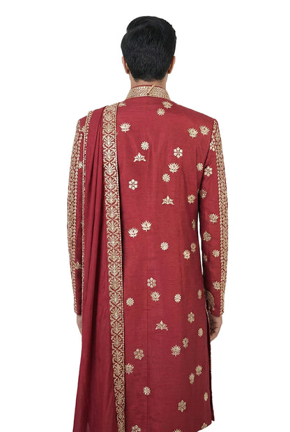 Maroon Royal Embroidered Sherwani