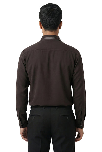 Brown Contrast-Stitched Shirt