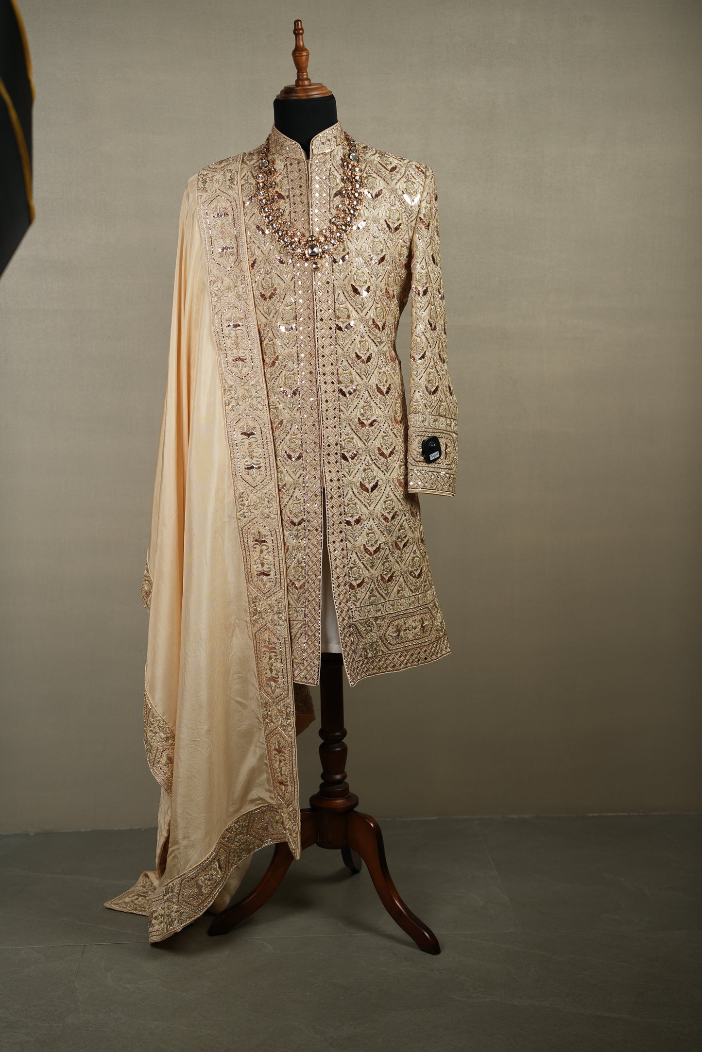 Champagne Gold Embroidered Sherwani Set