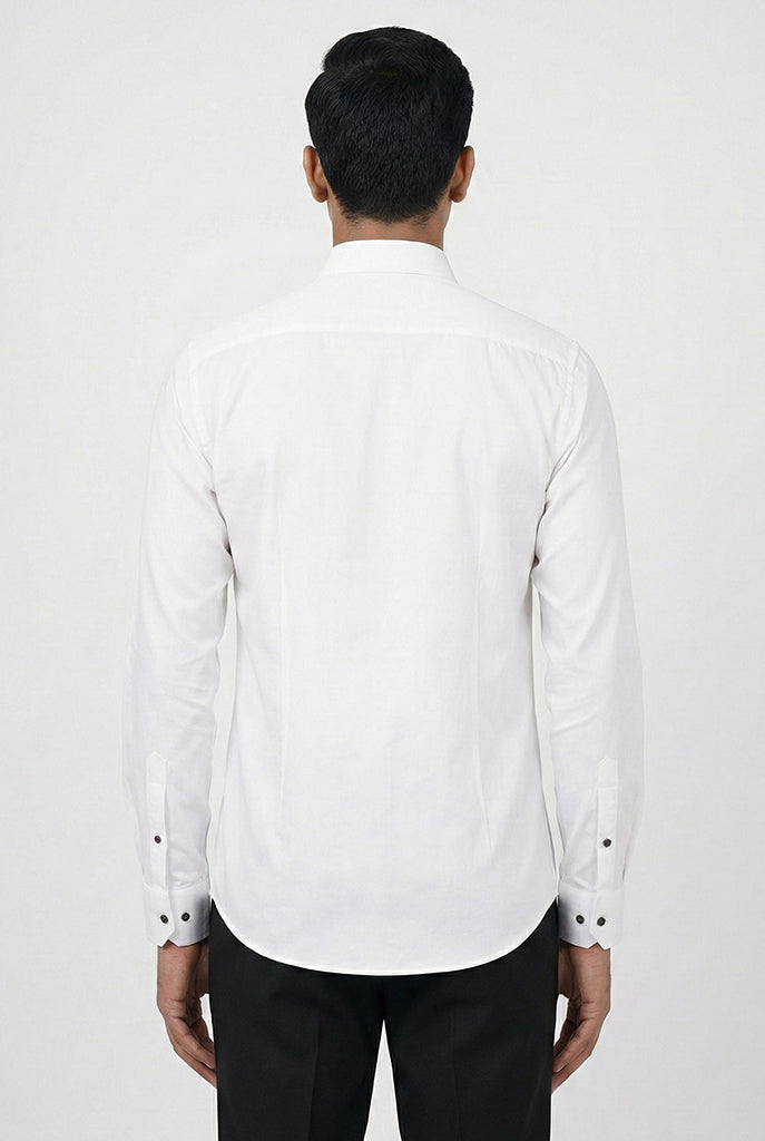 White Embroidered Panel Detail Shirt