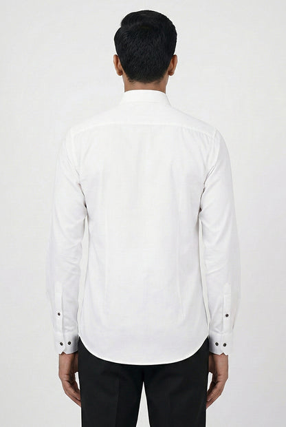 White Embroidered Panel Detail Shirt