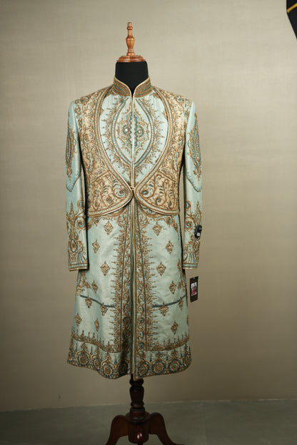Blue Intricately Embroidered Sherwani