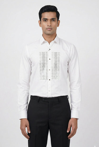 White Embroidered Panel Detail Shirt