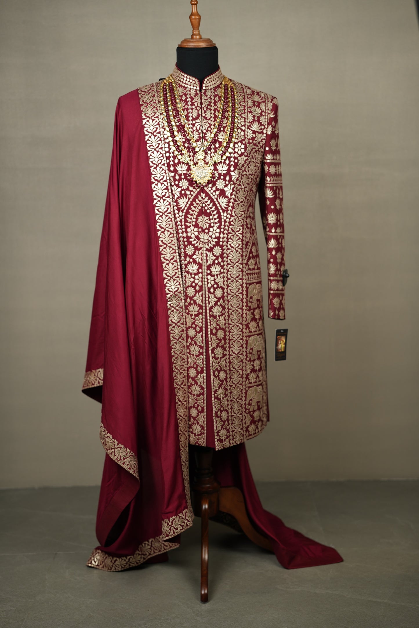 Maroon Royal Embroidered Sherwani