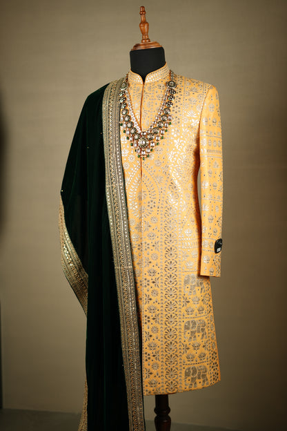 Ivory Hand-Embroidered Sherwani