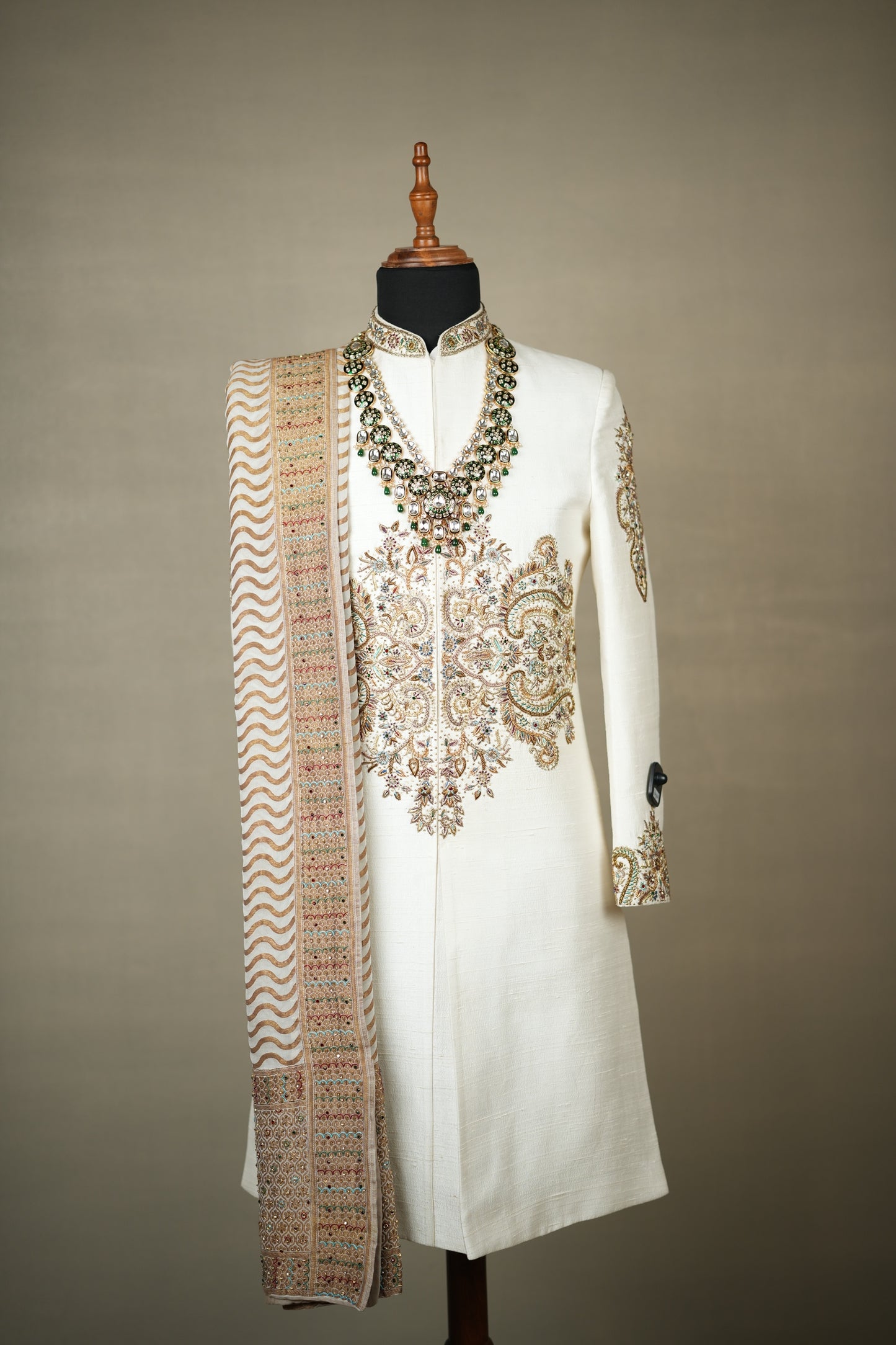 Ivory Embroidered Sherwani