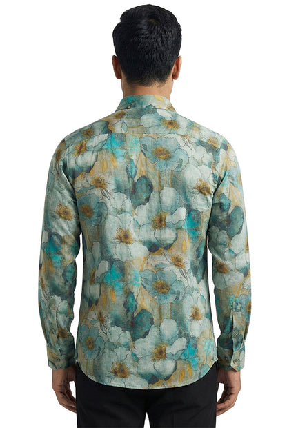 Aqua Floral Printed Shirt