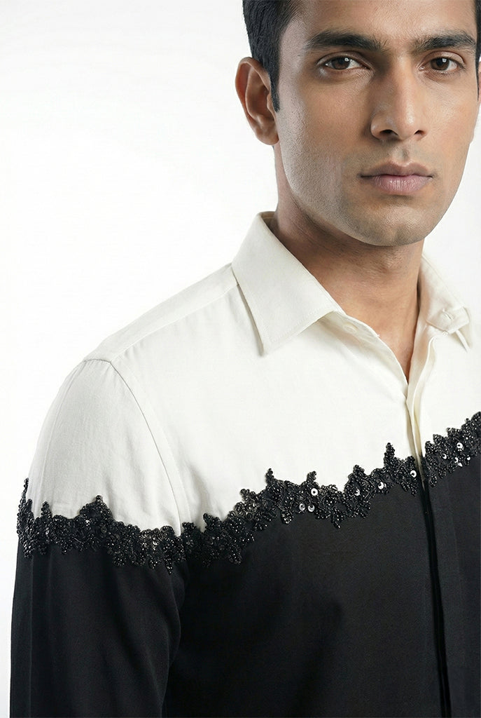 Black & White Embroidered Shirt