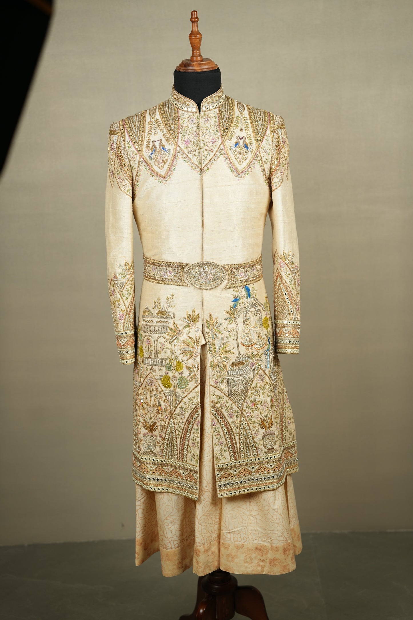 Heritage Narrative Hand-Embroidered Anarkali Sherwani