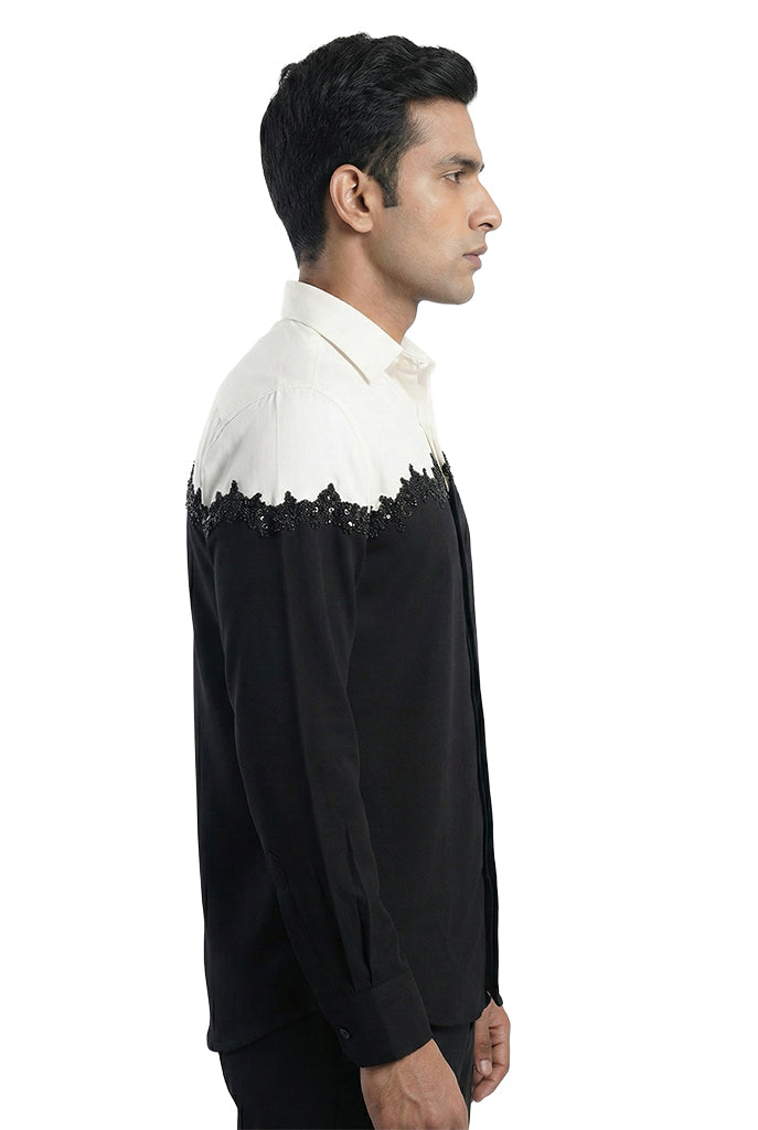 Black & White Embroidered Shirt