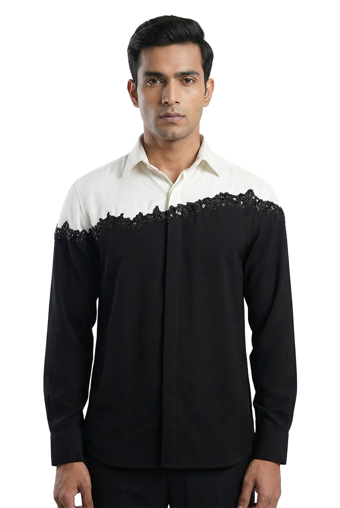 Black & White Embroidered Shirt
