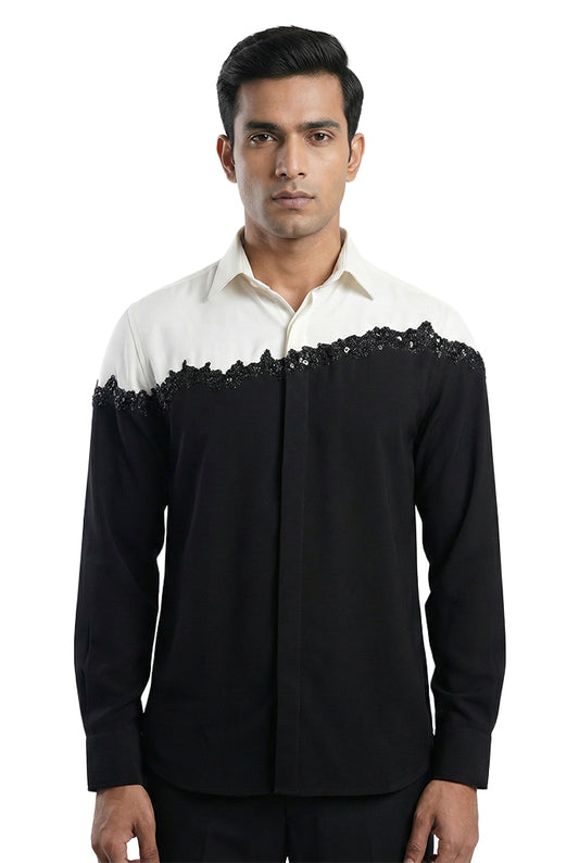 Black & White Embroidered Shirt