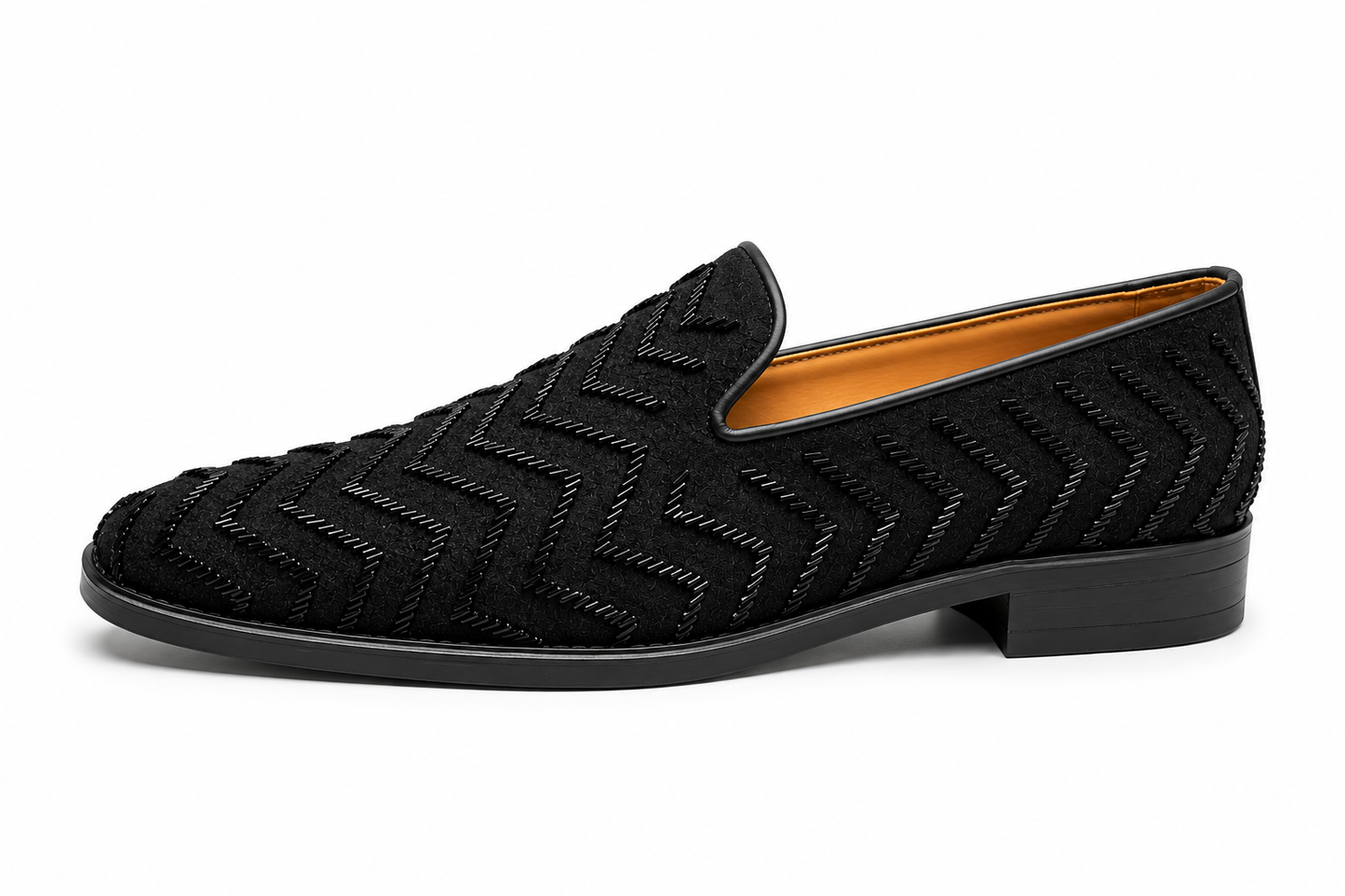 Black Embellished Velvet Loafers