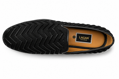Black Embellished Velvet Loafers