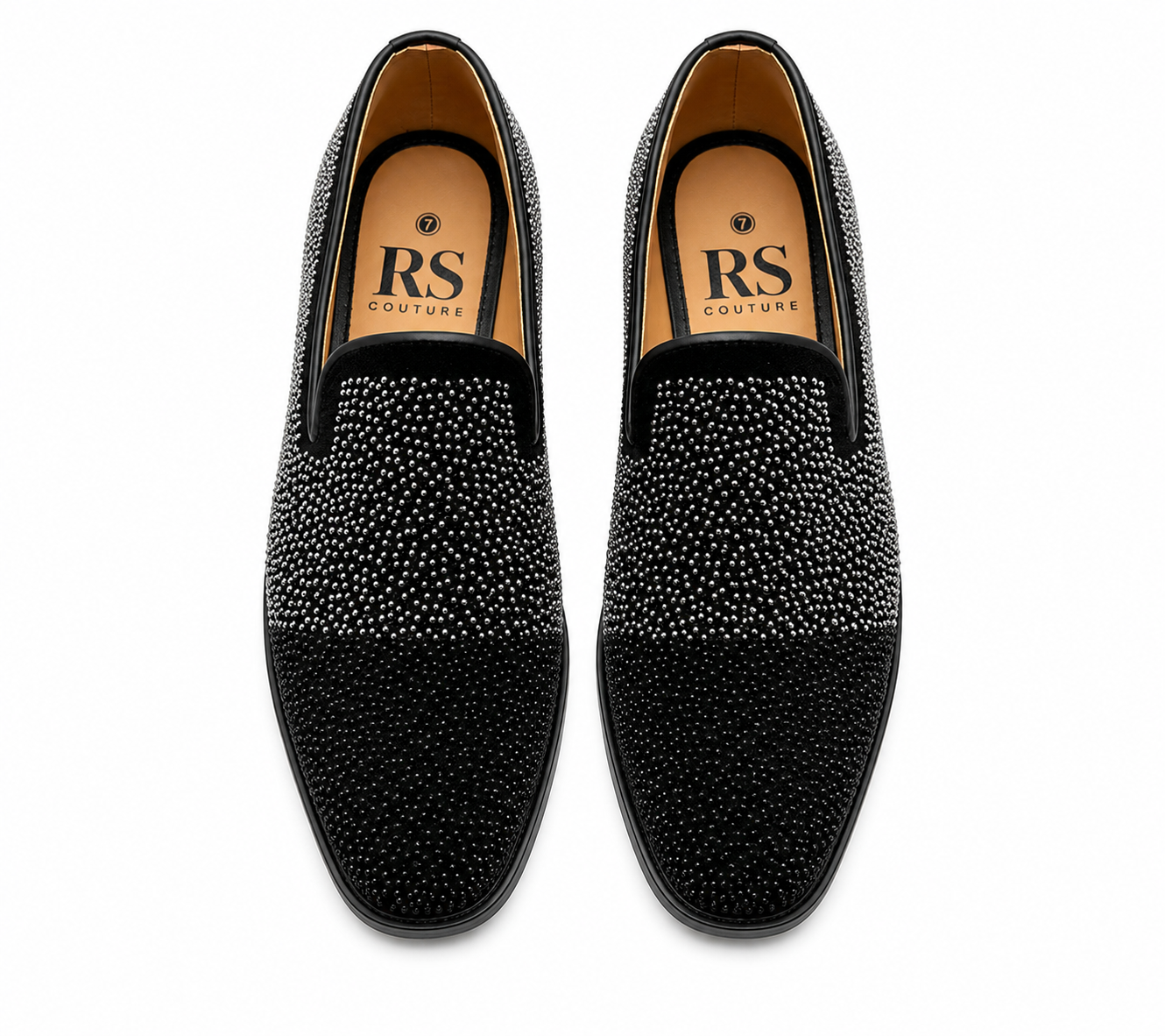 Black & Silver Embellished Velvet Loafers