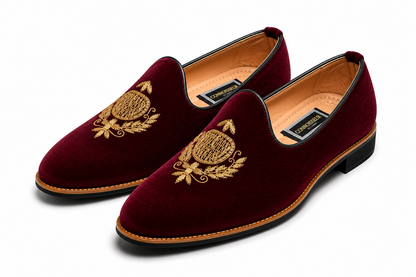 Burgundy Velvet Loafers