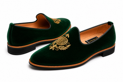 Emerald Green Velvet Loafers