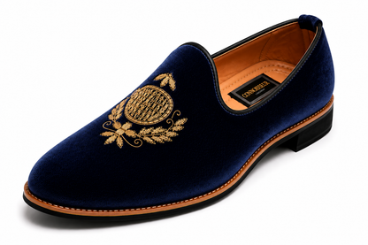 Midnight Blue Velvet Loafers