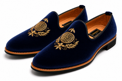 Midnight Blue Velvet Loafers