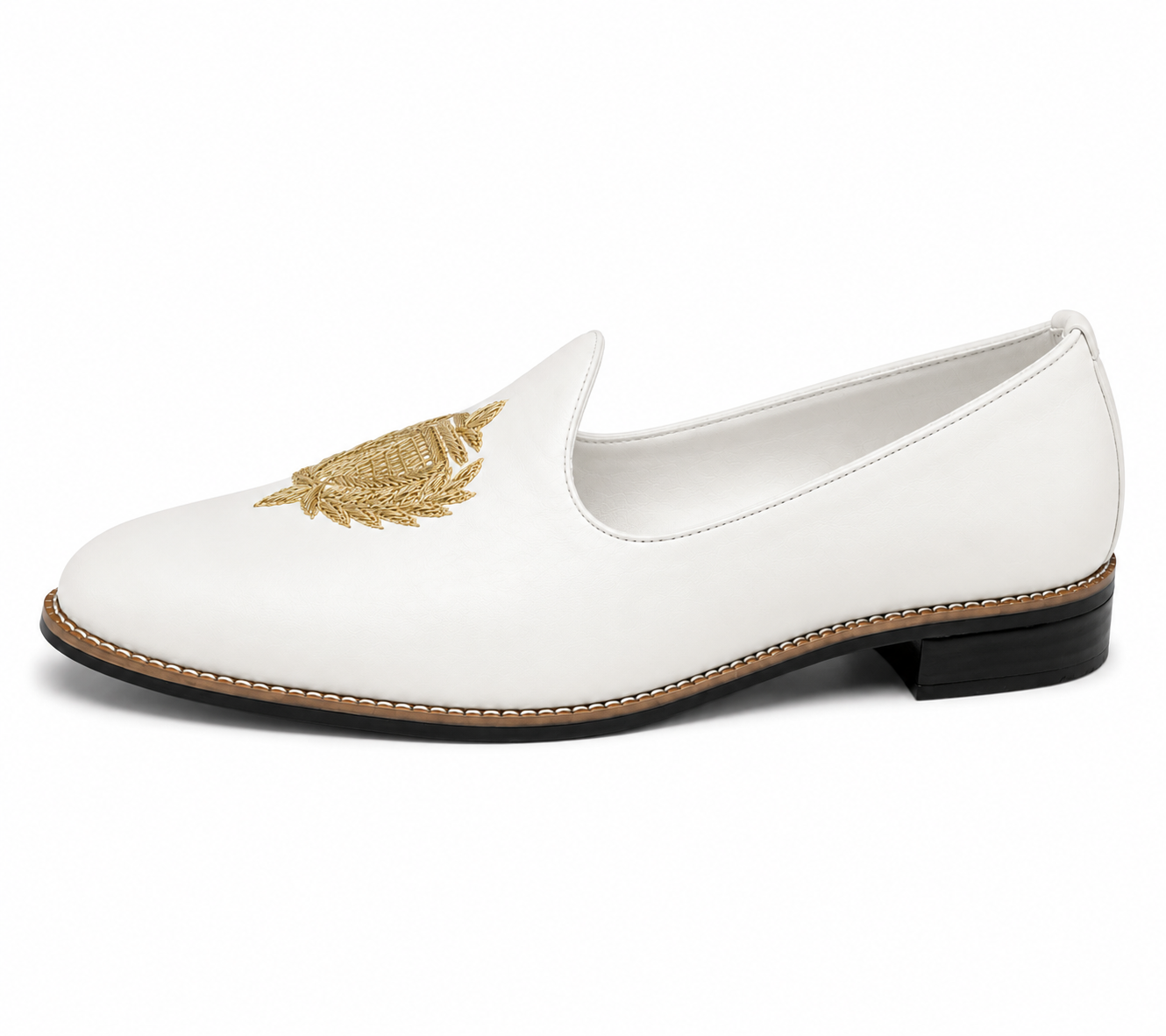 White Vegan Leather Loafers