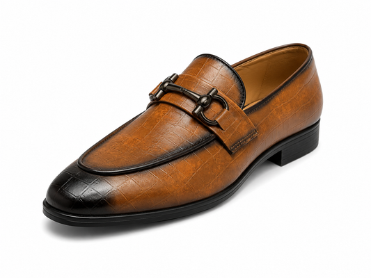 Cognac Croc Horsebit Loafers