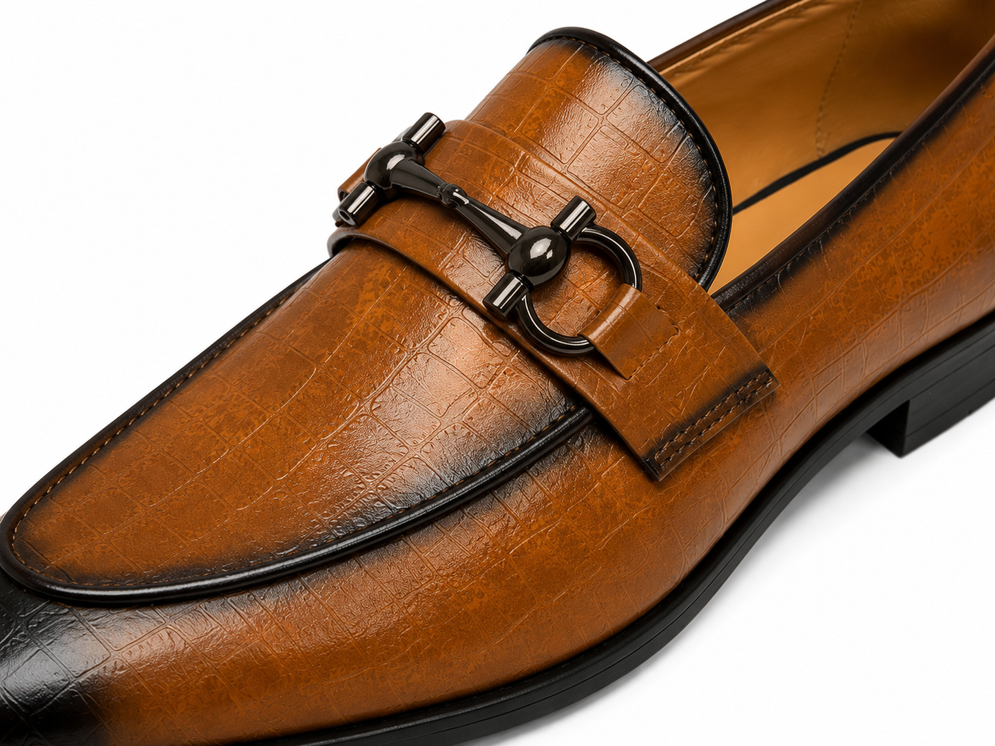 Cognac Croc Horsebit Loafers