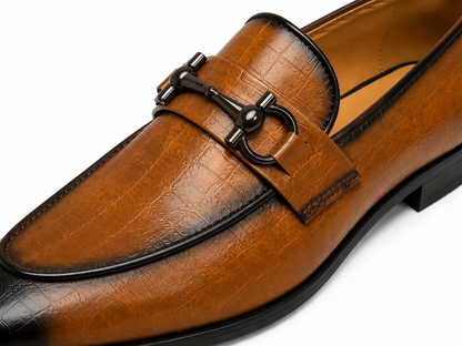 Cognac Croc Horsebit Loafers