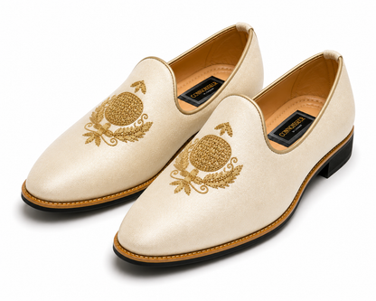 Ivory Silk Loafers